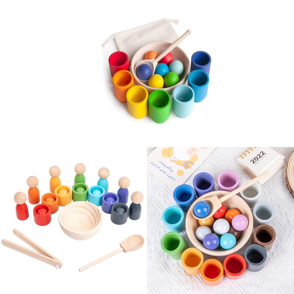 Holz Baby Farb-Zuordnungsspielzeug mit Sortierbecher für die Früherziehung Entwicklung