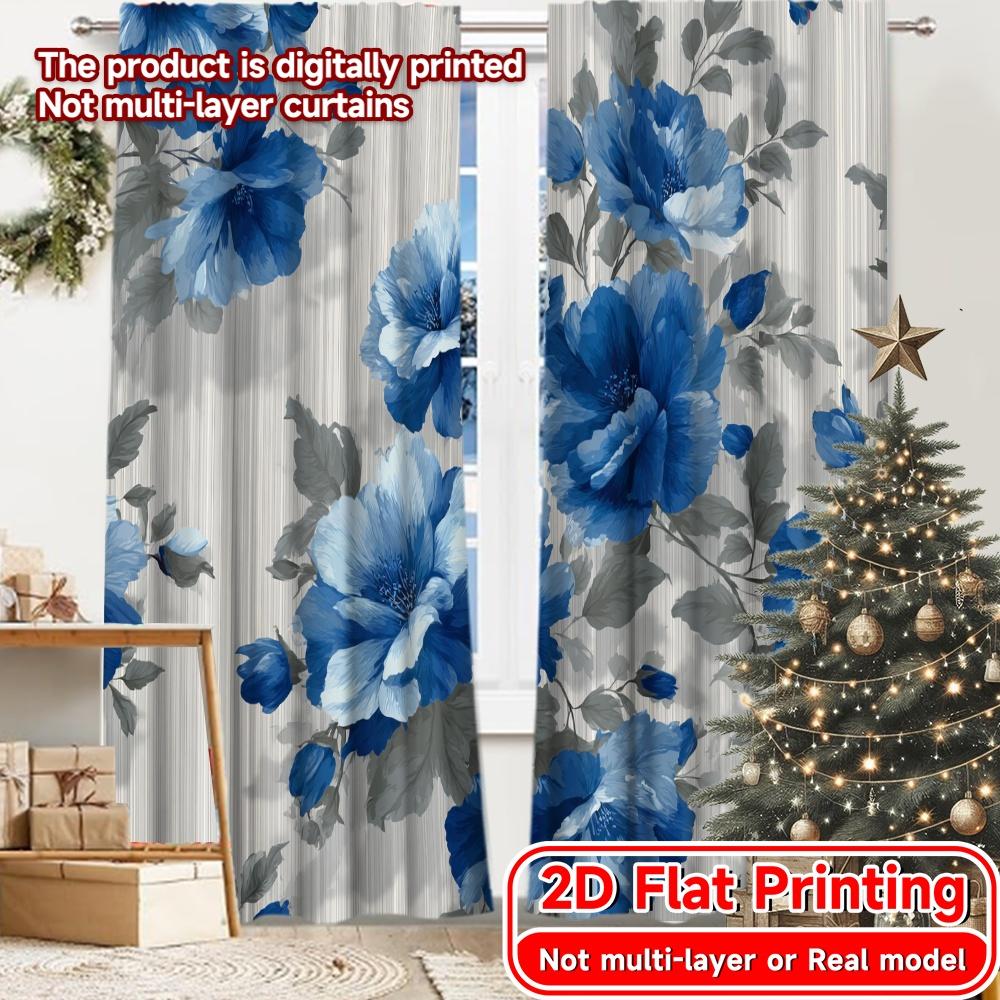 

Flat Printing Floral Elegance Popular Curtains Window Treatment Versatile Polyester Decorations Outdoor Set Of 2 Made W100*H70(CM)-Hooks&2PCS