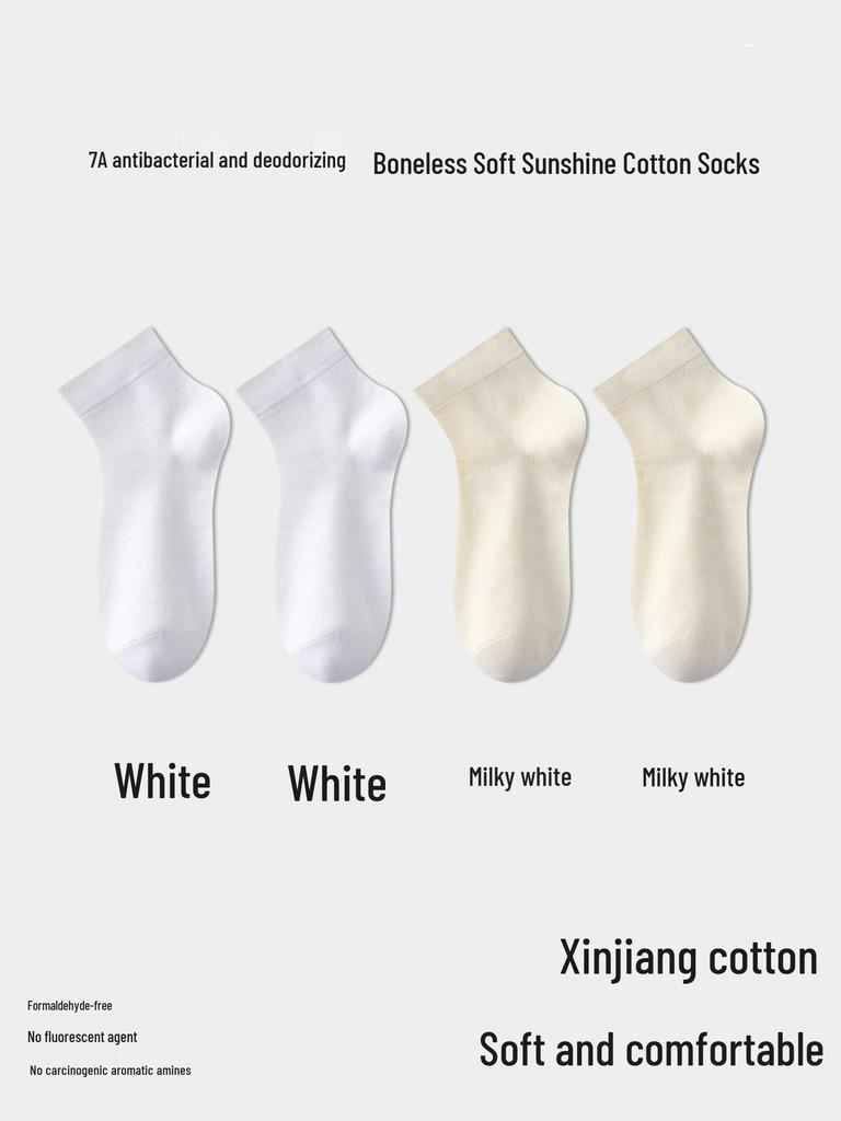 Women's Mid-Calf Summer Socks: Thin, Pure Cotton, Anti-Odor, Boneless, Postpartum, Black or White