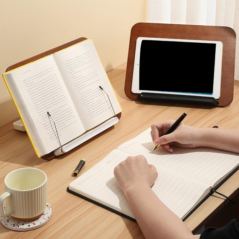 Solid Wood Book Stand Adjustable With Safety Features Foldable Ergonomic For Secure Reading Cooking And Study