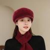Rabbit Fur Flower Warm and Fashionable Winter Peaked Hat Old Lady Ear Protection Woolen Hat
