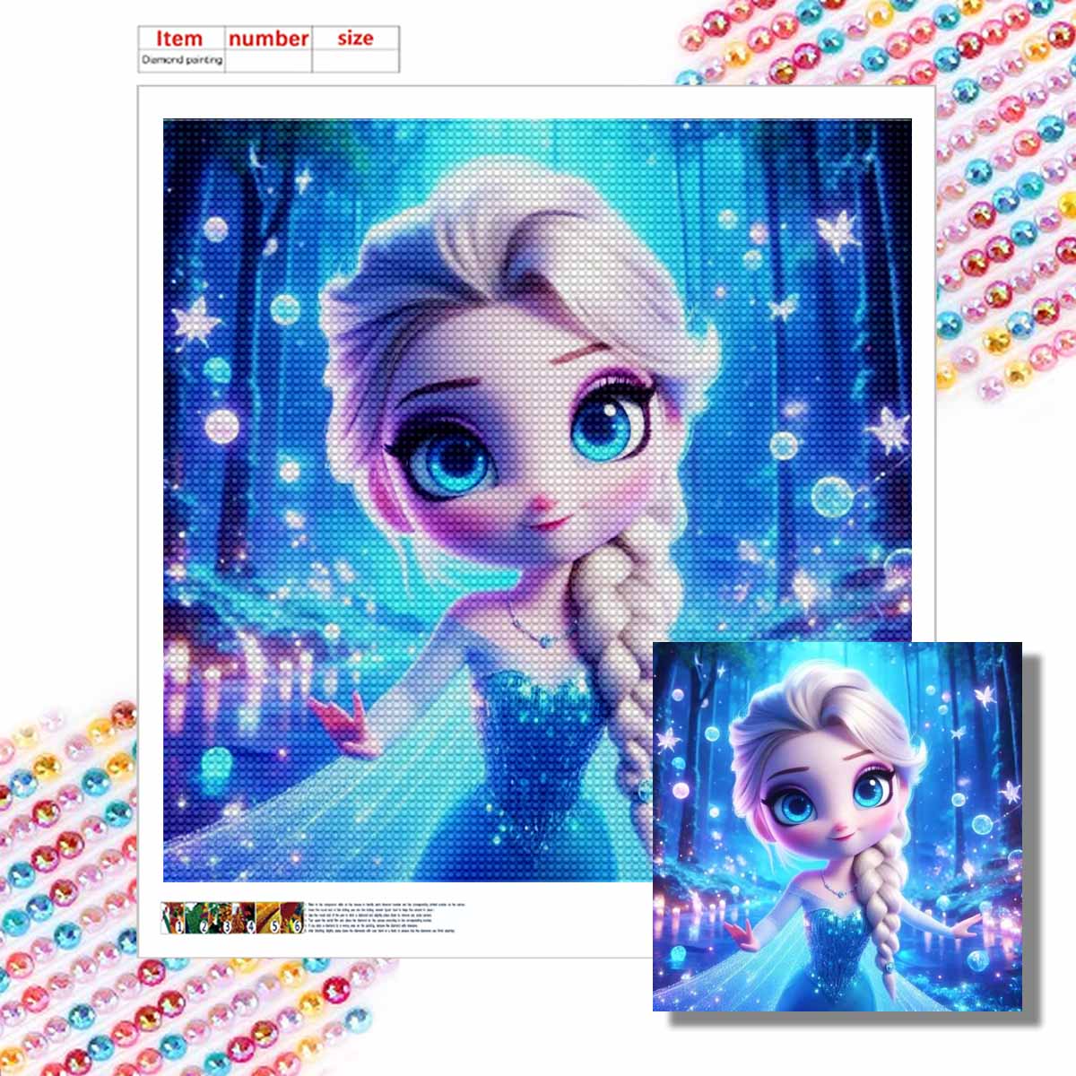 

5D DIY Алмазная Живопись Декоративная Q Версия Принцессы Эльзы Полная Круглая Выкладка Пейзаж Алмазная Вышивка Наборы для Вышивания Крестом Домашний Декор Подарок Round 20x20cm