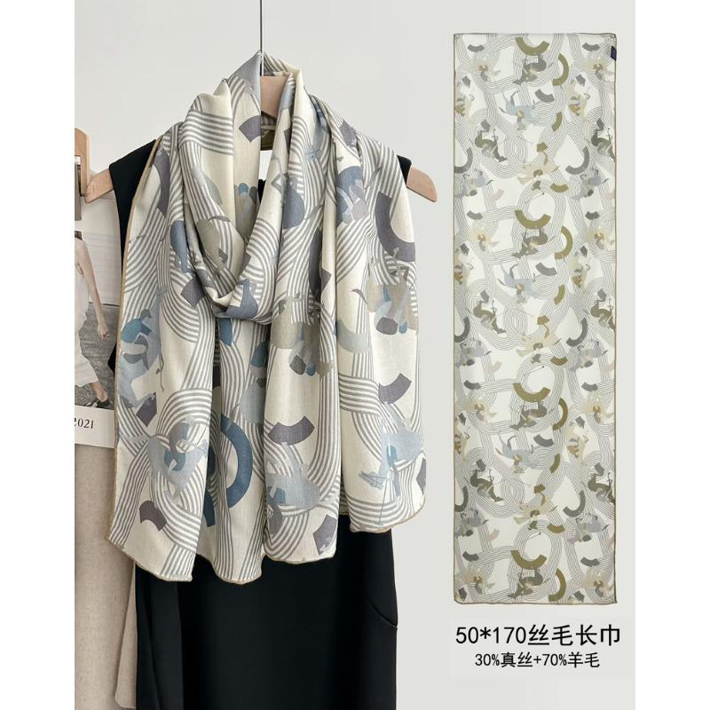 

Весенне-осенний новый двусторонний гетерохромный длинный шарф из шелковой шерсти, женская универсальная шаль из шелковой шерсти, высокого класса, шелковый шарф в подарок 170cm