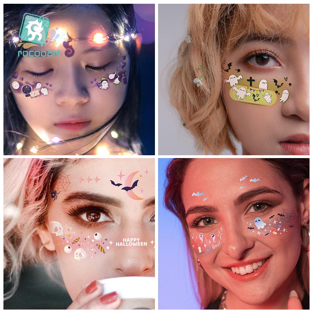 Waterproof Halloween Bat Face Stickers for Kids - Aesthetic Temporary Tattoos