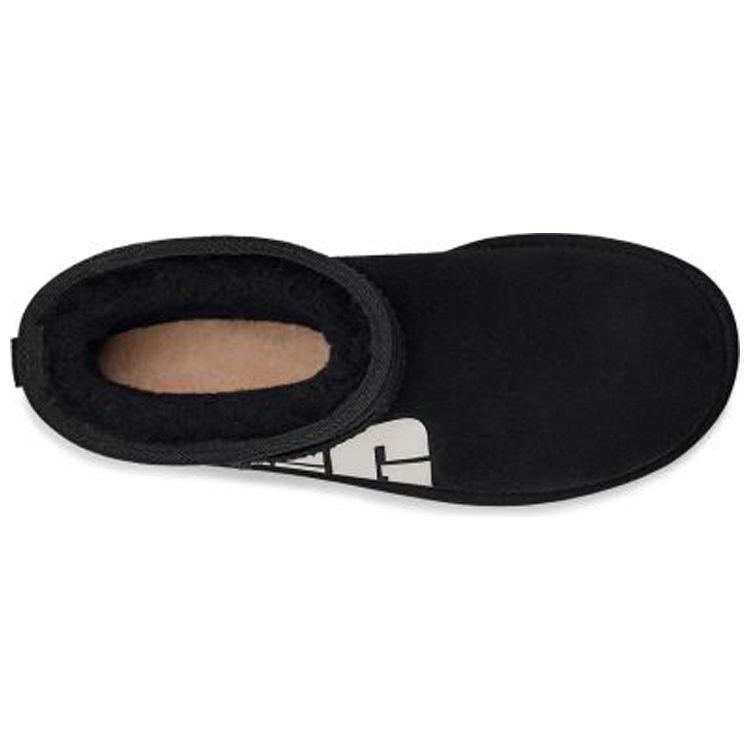 UGG Warm Non-Slip Mini Short Snow Boots Deconstructed Logo Style Women boots Black 1127051-BLK