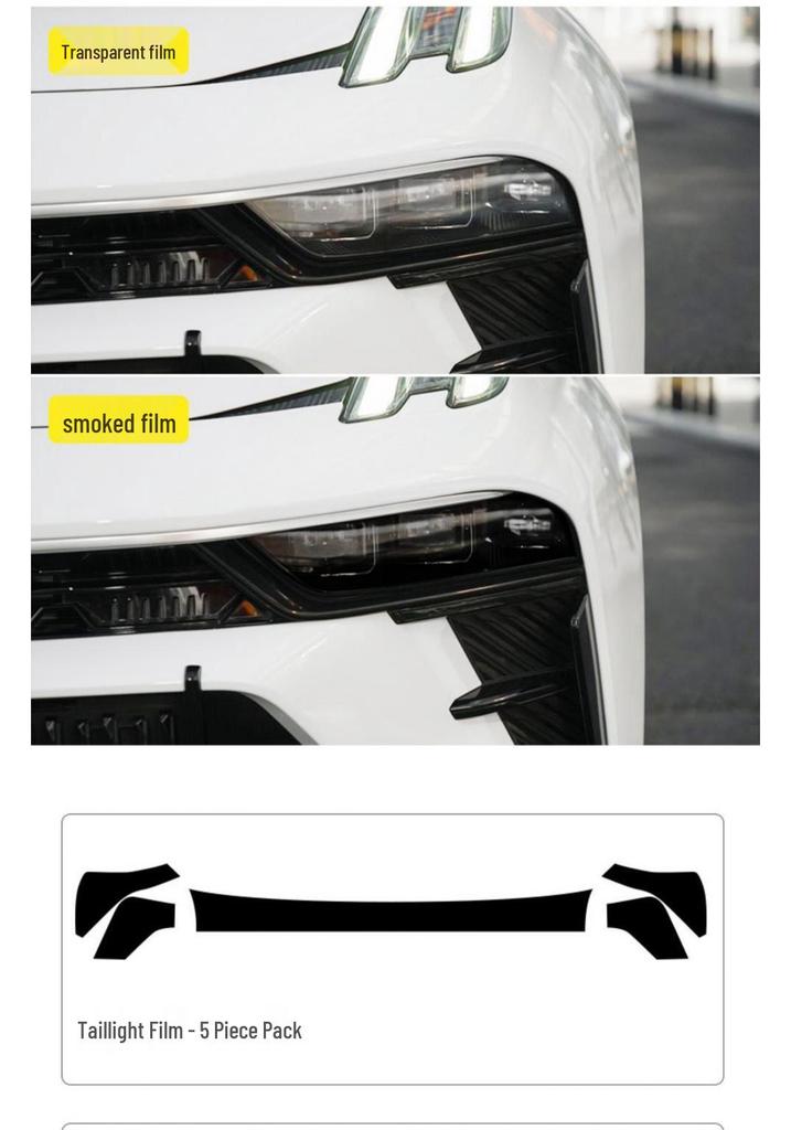 Compatible Smoked TPU Headlight & Taillight Film for 23 Lynk & Co 03+: Light-Controlled, Color-Changing Protective Film.