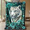Elegant Tiger Roses Diamonds Theme blanket Lightweight Warm Flannel Blanket Decorative Throw Blanket for Home Decoration
