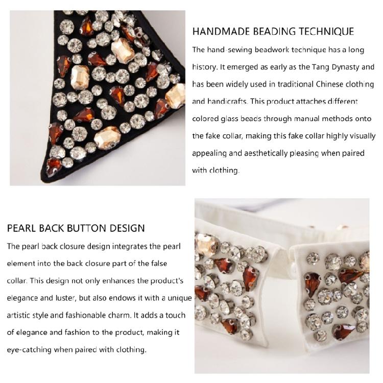Women Pointed Faux Collar With Crystal Studded Multiuse Wardrobe Outfit Upgrade Decorative Collar For Casual Formal