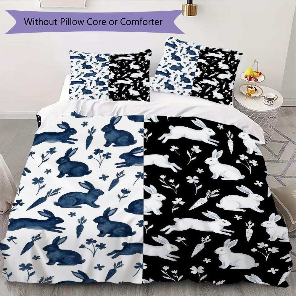 Repeat Bunny Pattern Bedding uilt Set uilt Cover Pillowcase Home Decoration Birthday Gift (1 * duvet cover + 2 * pillowcase without core)