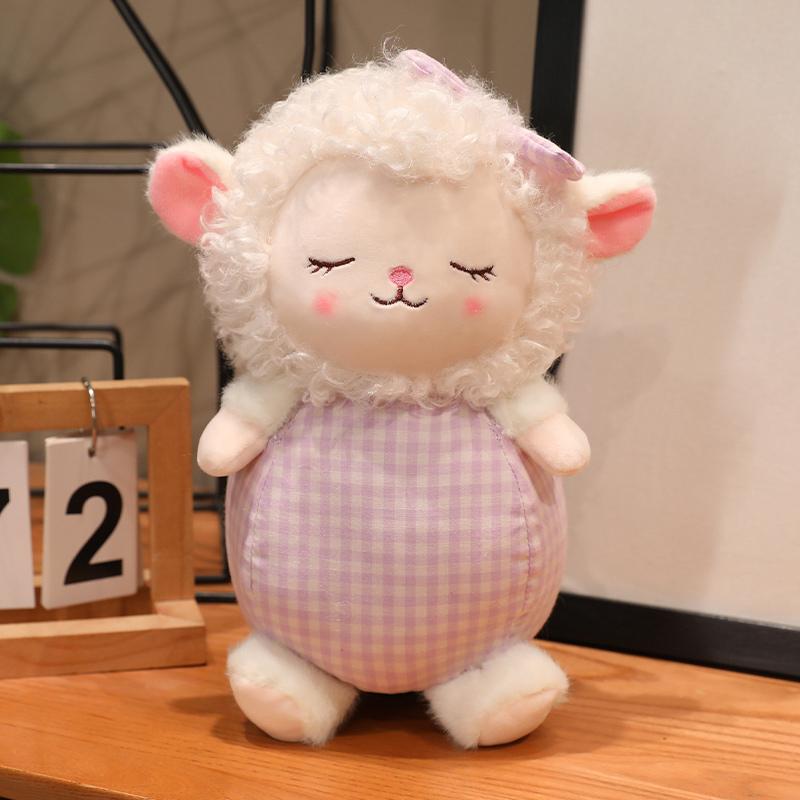 1526Cm Sweet Lamb Plush Toy Stuffed Eyes Closed Cartoon Animal White Sheep Yellow Pink Purple Blue Plushie Appeasing Gift