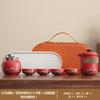 Travel Guochao Kuaike Cup Four Cups Business Tea Set Outdoor Souvenir Coarse Pottery Green Mountain Flying Birds