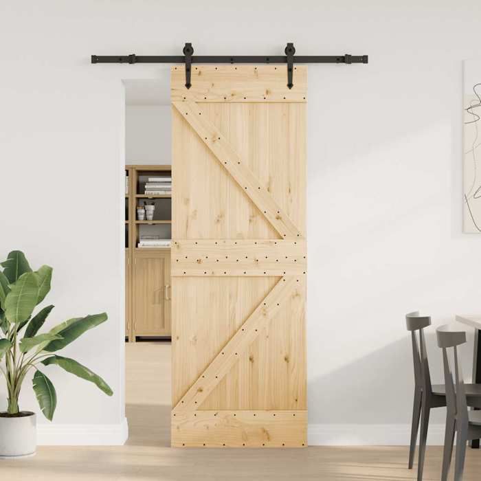 VidaXL Sliding Door and Hardware Kit 70x210 Cm Solid Pine 3332640