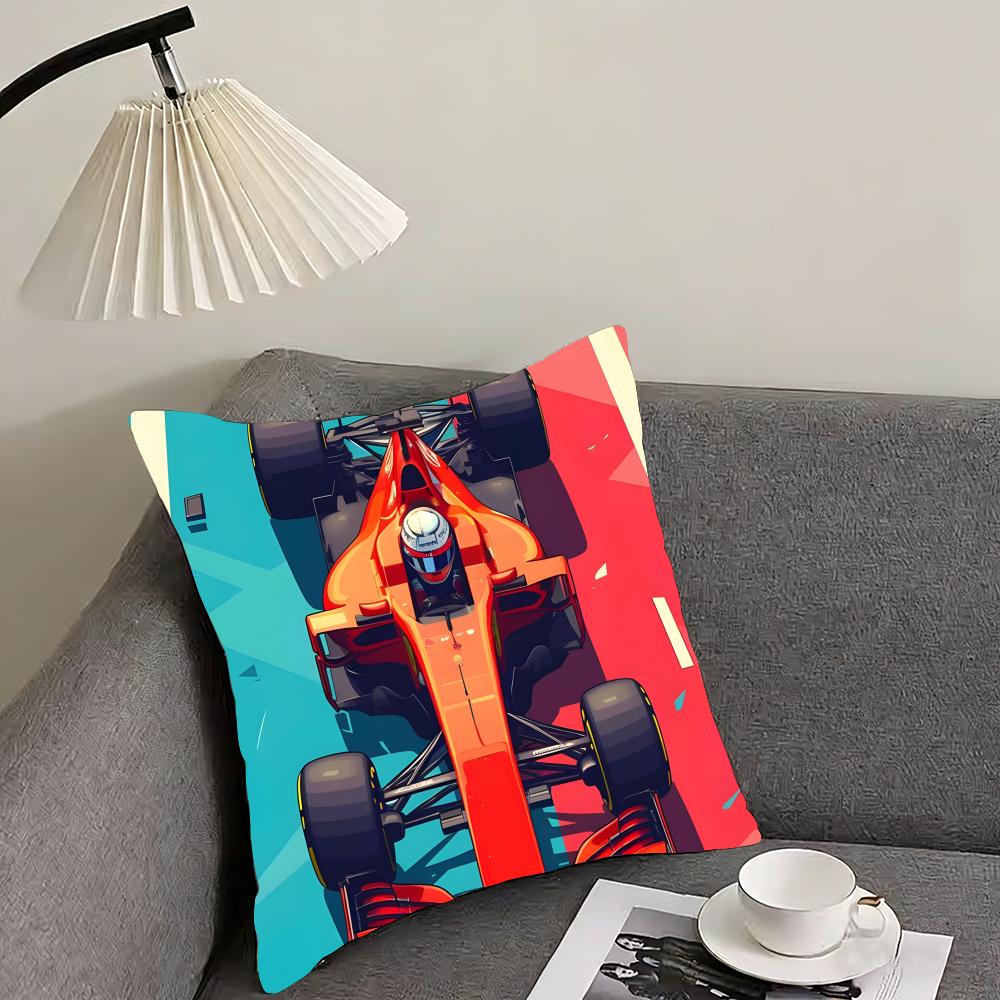 Racing Cool Cushion Cover Pillowcase Ultra Soft Skin Friendly Fabric Cloud Like Comfort Concealed Zipper
