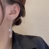 Elegant Long Tassel Earrings with S925 Silver Needle and Cat's Eye Stone