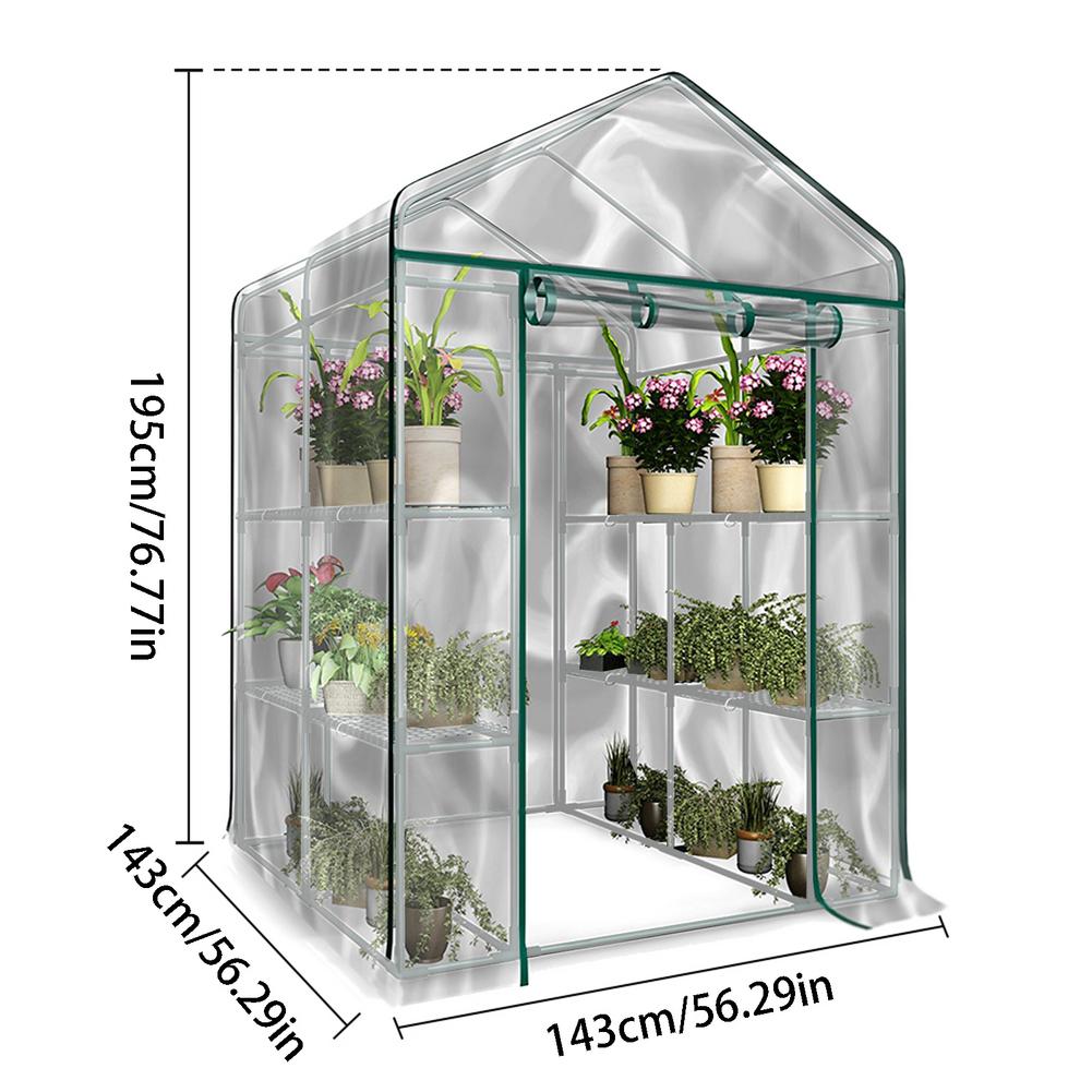 Garten Gewächshaus PVC Abdeckung Pflanzen Warm Halten Wintergarten Für Blumen Aufrollbare Fenster (Ohne Eisenrahmen) 143*143*195cm/143*73*195cm
