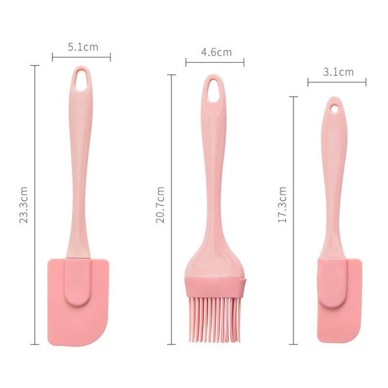 3Pcs Non-Stick Silicone Cream Scraper Bread Cake Butter Spatula Mixer Oil Brush With Pp Handle Cake Spatula Kitchen Baking Tool