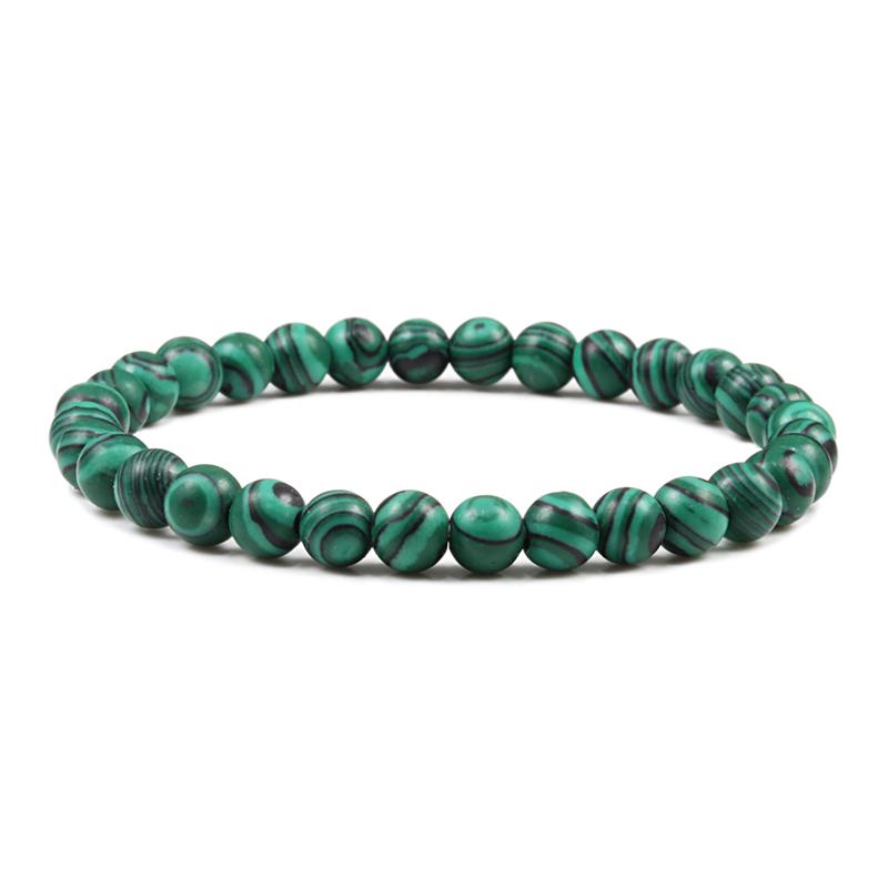 Hot Sale 2pcs/Set Couples Beaded Bracelets Tiger Eye Black Lava Natural Stone Beaded Bracelets Malachite Energy Elastic Jewelry
