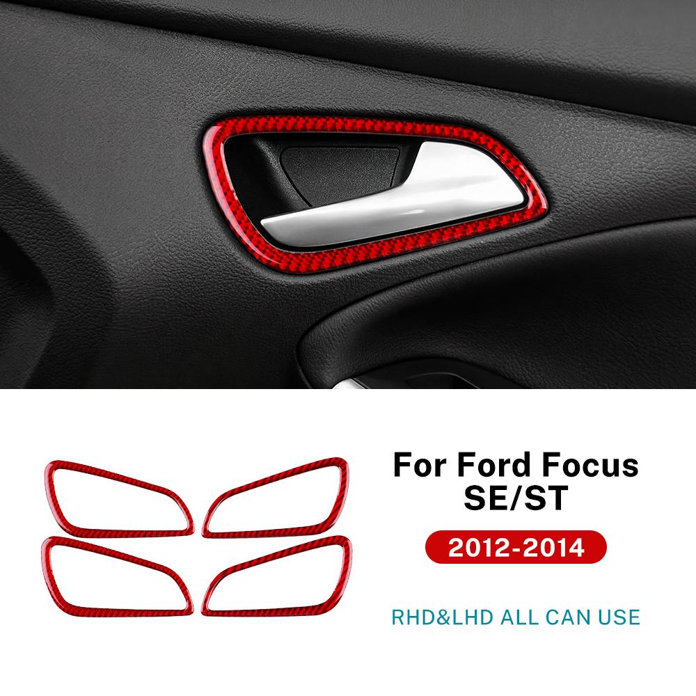 

Real Soft Carbon Fiber Sticker For Ford Focus SE ST Ecoboost 2012 2013 2014 LHD RHD Car Door Handle Frame Panel Trim Accessories