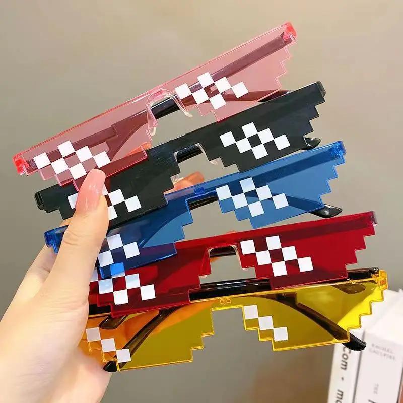 Mosaic Funny Party Glasses Festival Party Photo Props Anime Pixel Glasses Pixelated-Meme Gamer Decor Favor Funny Creative Gifts