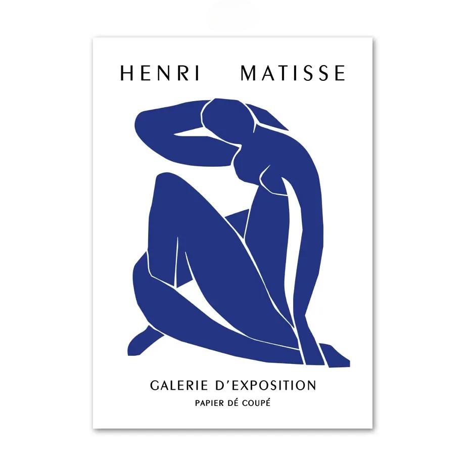 Matisse Blue Abstract Line Woman Leaf Wall Art Canvas Painting Nordic Posters And Prints Wall Picture For Living Room Home Decor