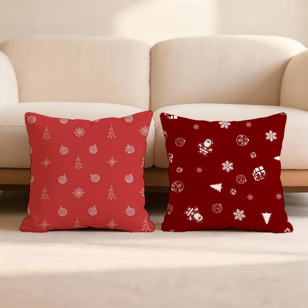 Red Bell Socks Santa Claus Cushion Cover Premium Comfort Reversible Pillow Cove -Two In One Design For Any Room & Car Interior