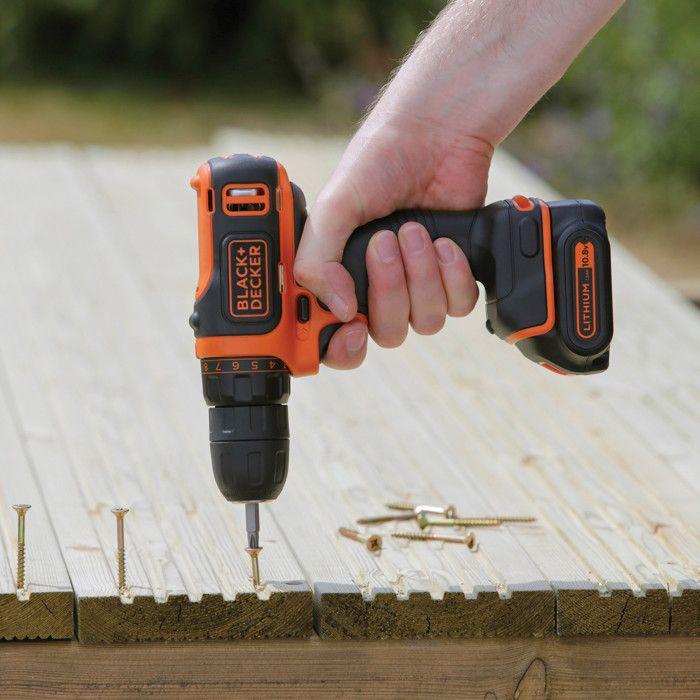 Perceuse à poignée pistolet - black &amp; decker - bdcdd12k1-qw - 10,8 v - 1,5 ah - 550 tr/min