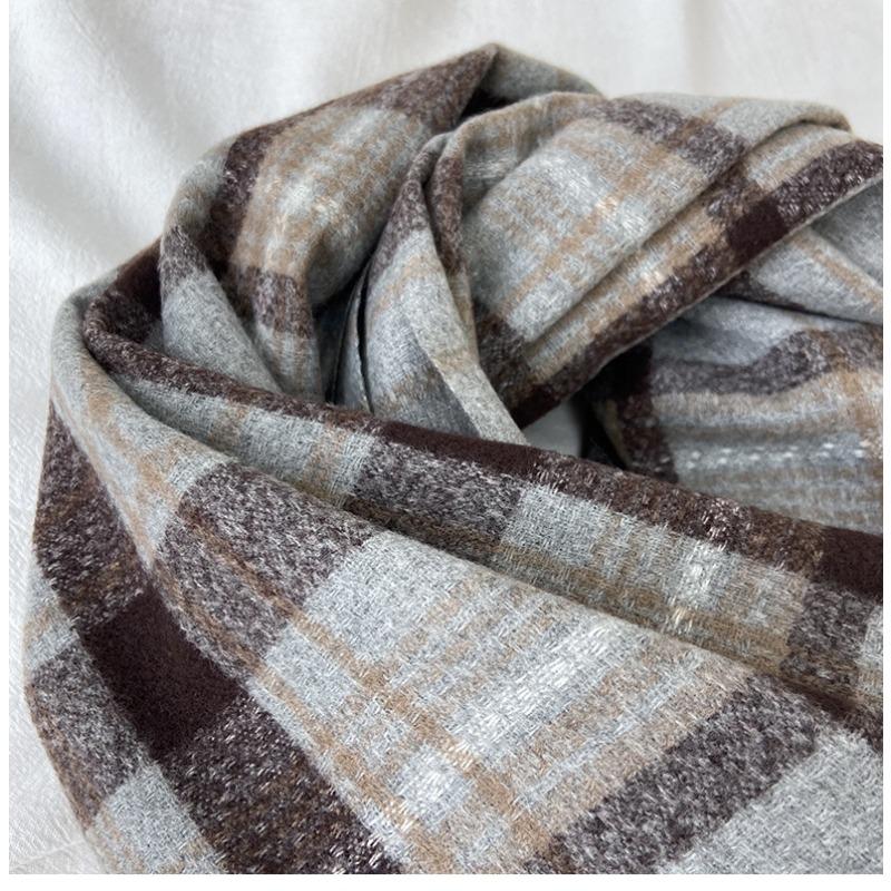 Autunno e Inverno Nuova Sciarpa Sciarpa Invernale da Donna Spessa Calda Imitazione Cashmere Plaid Scialle