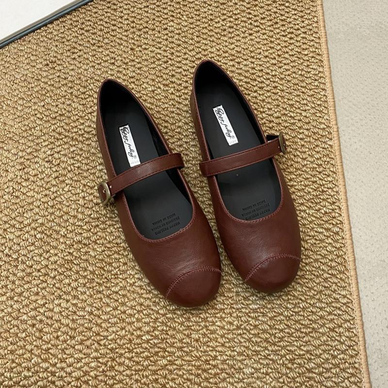 Fashion IPPEUM Mary Janes Flat Shoes Women Ballet Flats 2025 New Black PU Leather Buckle Straps Zapatos de Mujer Ballerina
