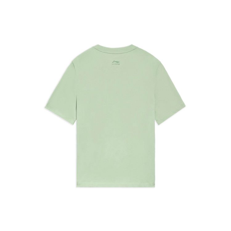 Li Ning Sports Life Series Enlightenment Solid Color Regular T-Shirt Women Tops Green AHSS312-2