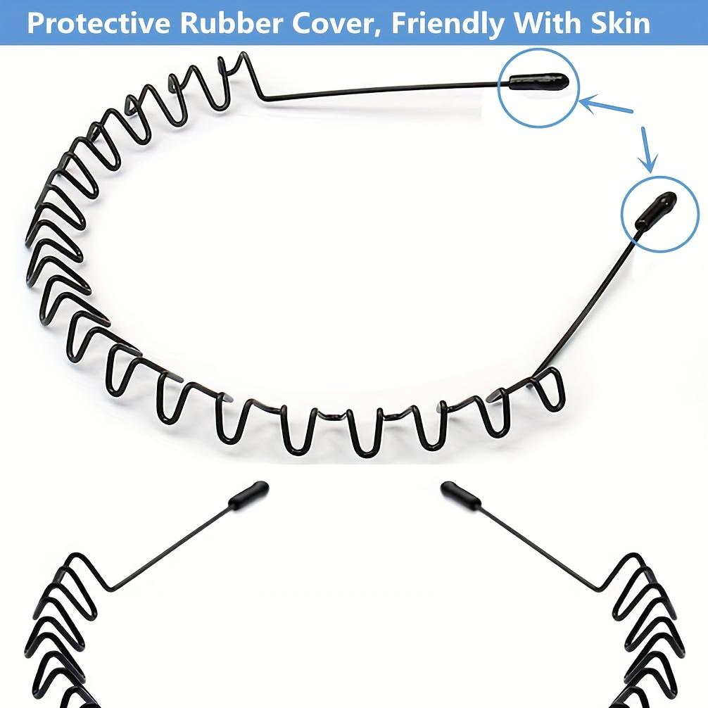 Black Metal Spring Hair Band - Elastic, Non-Slip Grip Headband with Wavy Design for Outdoor Sports & Fashion Accessory, Hair Accessory