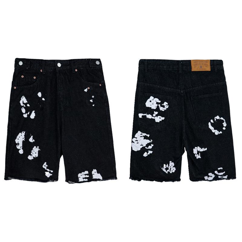 24SS Trendmarke Kapok Vollprint Lässige Jeans-Shorts Herren und Damen High Street Denim 5-Punkt-Hose