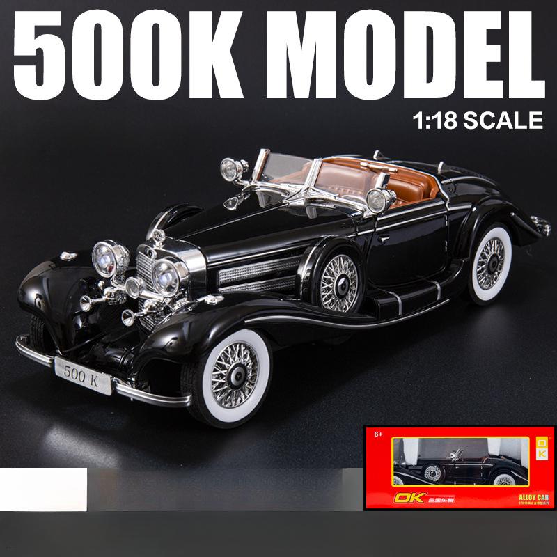 

1:18 1936 Benz 500K Сплав Класична Модель Автомобіля Металевий Литий Ретро Транспортні Засоби Модель Автомобіля Симуляція Звуку та Світла Дитяча Іграшка Подарунок