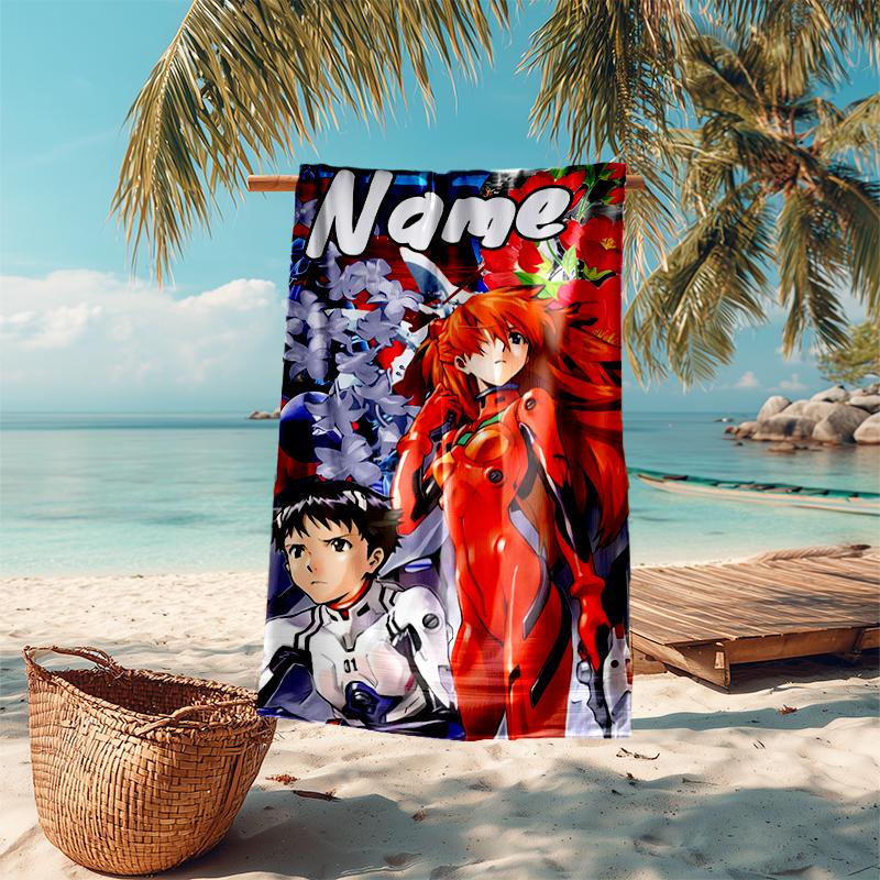Personalized customized proof beach towel with Asuka Langley Soryu  pattern - soft, absorbent, quick-drying, perfect swimming, camping&bathing