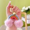 Bohemian Rainbow Pompom Keychain: Trendy Bag Charm with Creative Style