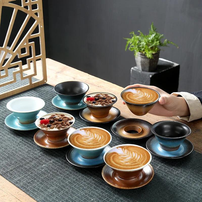Cești de cafea din ceramică retro Set cești și farfurioare creative Cești de cafea cu latte Cești din ceramică Cești de ceai de după-amiază Cești de lapte pentru micul dejun
