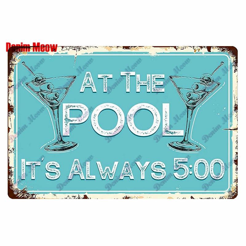 Retro Pool Rules Metal Sign Tin, Vintage Summer Swim Happy Place Plates, Wall Sign, Bar & Grill, Pub Decor, WY51