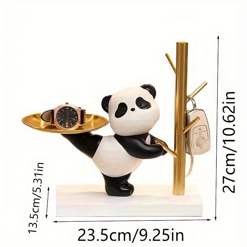 Chic Panda Shaped Resin Tray with Metal Base Perfect for Jewelry Storage Bedroom Decor
