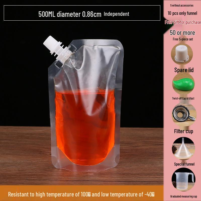 Disposable Transparent Spout Bag for Soy Milk, Chinese Medicine, Soup, or Beverages - Self-Standing and Convenient for Takeaway