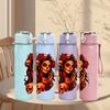 1PC Woman Head Color Art Portrait Print 750ml Color Plastic Sports Water Bottle Leakproof Flip Straw Lid Suitable for Sports Office Home Use