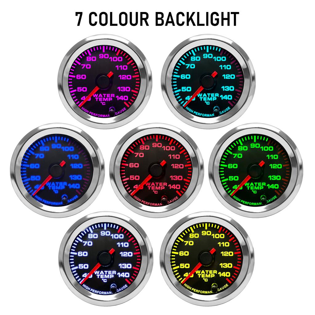 CNSPED 2'' 52mm 40-140 Degrees celsius 12V Water Temp Gauge Celsius 7 Colors Pointer Water temperature meter With Stepper Motor