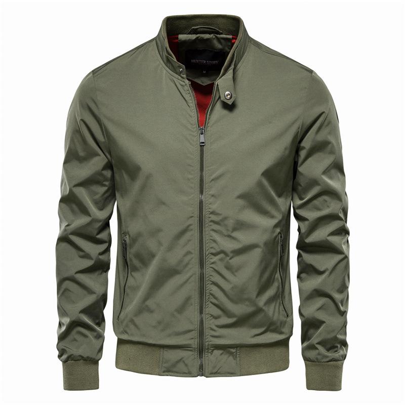 

Spring And Autumn New Jacket Trendy Men S European Size Casual Jacket Fashion Trend Outerwear Men S Top Thin Jacket European code XXL армія зелений колір