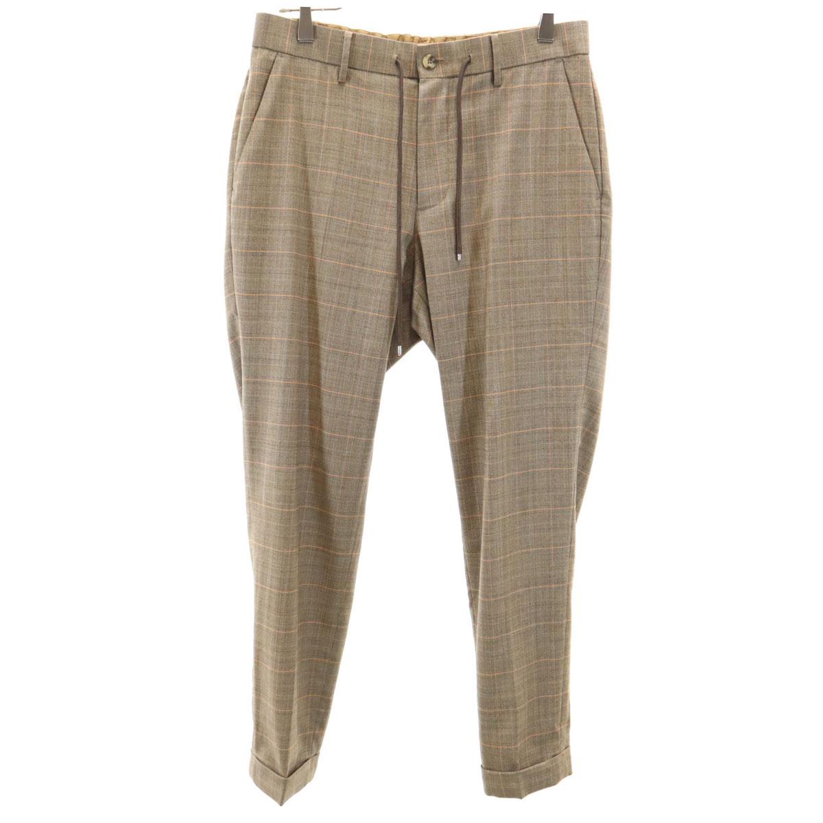 

EDIFICE Glen check Tapered pants M Brown Men s Used