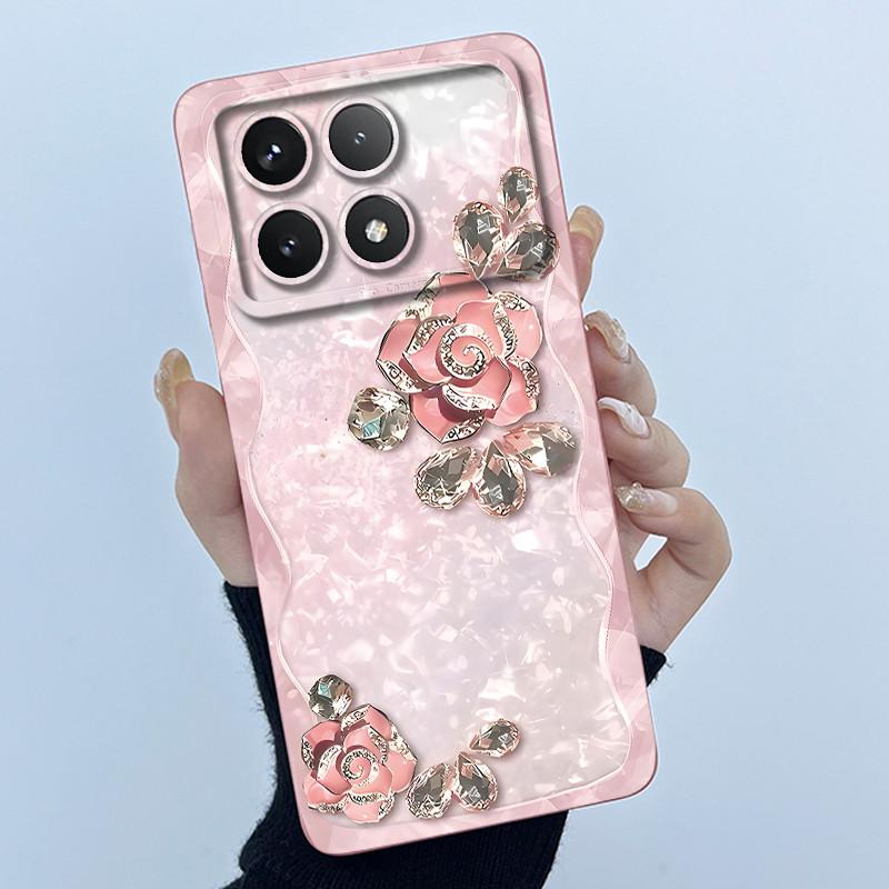 For Xiaomi Poco X6 Pro 5G Case Poco X6Pro Back Cover Fashion Simplicity Floral Soft Liquid Silicone Shell For PocoX6 Pro Fundas