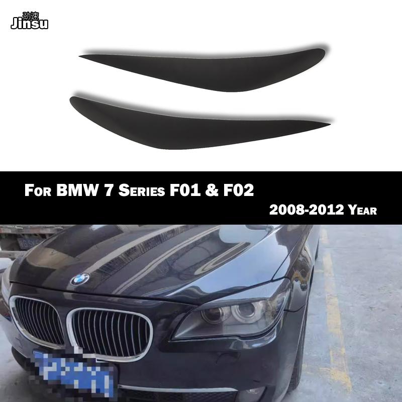 Carbon fiber headlight covers eyelids For BMW 7 Series 730d 740i 2008- 2012 F01 F02 car front lamp eyebrows decoration sticker