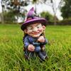 Resin Halloween Witch Sculpture Funny Garden Dwarf Figurine Crafts Gnome Statues  Tabletop