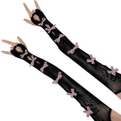 Krajka rukávy rukávy Y2k rukávy rukávy Y2k rukávy Lolita rukávy dlouhé rukávy Teplé rukavice bez prstů Návleky na ruce