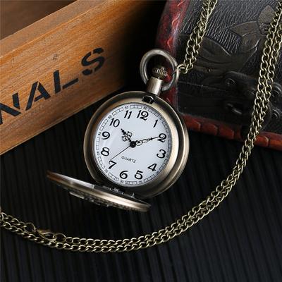 Vintage Bronze Navy Quartz Pocke with Necklace Chain Cool Pendant Clock Commemorative Collection Gift for Men Male Kids Watches