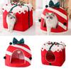 Theme Christmas Pet Cat Dog Bed Puppy Kitten Cozy Sleeping Nest Plush Cave House