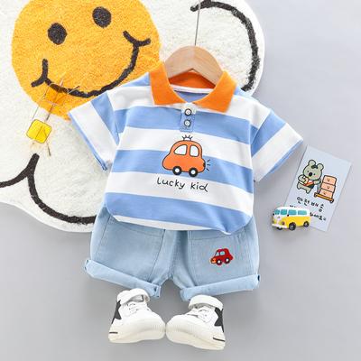 Costume pour enfants Rayé voiture deux pièces été décontracté Coréen short en denim