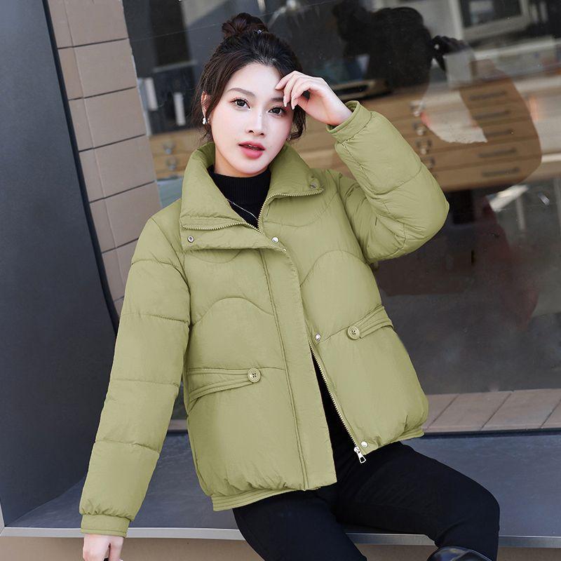 Women's Winter Short Cotton Padded Jacket Fashionable Korean Style Slim-Fit Loose Stand-Collar Cotton Coat